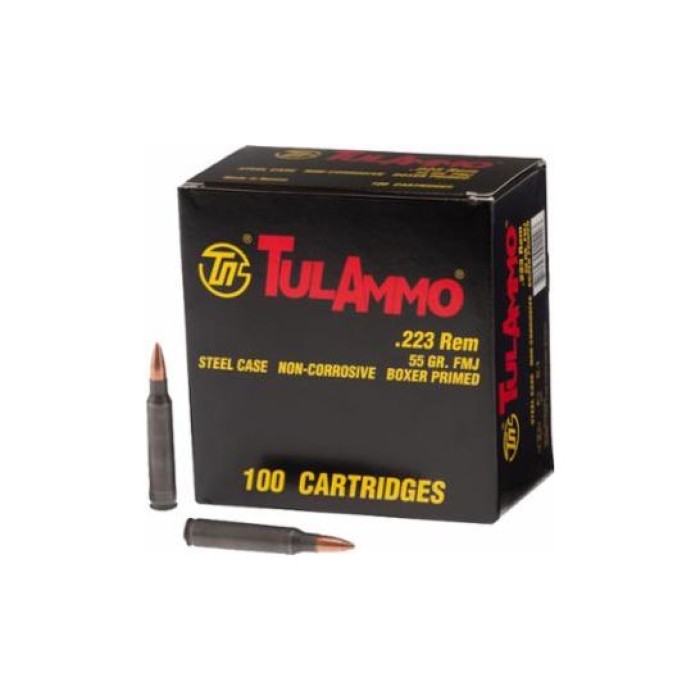 Tula 223 Remington 55gr FMJ Steel Cased Ammunition 100rds - TA223100