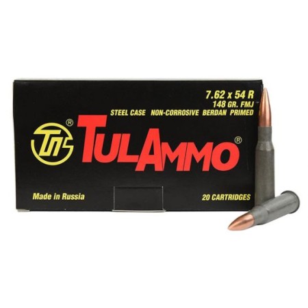 Tula 7.62x54R 148gr FMJ Steel Case Ammunition 20rds - TA762548