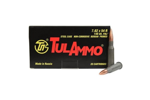 Tula 7.62x54R 148gr FMJ Steel Case Ammunition 20rds - TA762548