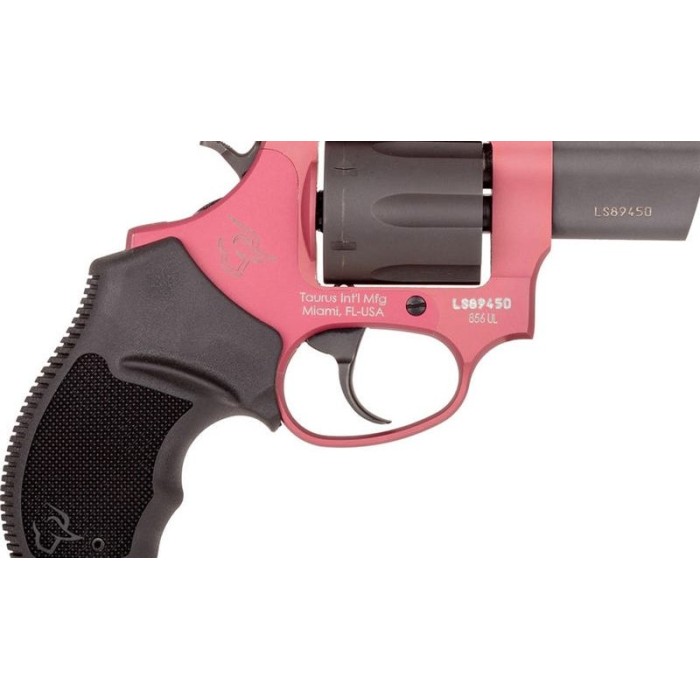 Taurus 2856021ULC15 856 Ultra-Lite 38 Spl + P 6 Round 2" Matte Black Cylinder Pink Frame Black Rubber Grip