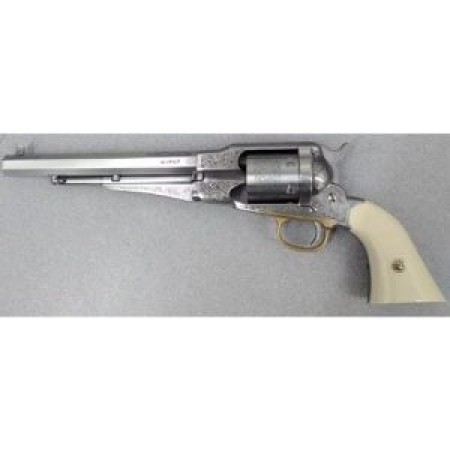 Taylors & Company 550763 1858 Remington Conversion 45 Colt (Lc) Caliber With 8" Barrel, 6Rd Capacity Cylinder, Overall Nickel-Plated Engraved Finish Steel & 2-Piece Ivory Grip 1000WLG47