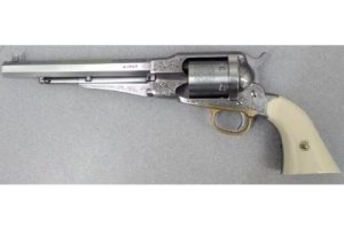 Taylors & Company 550763 1858 Remington Conversion 45 Colt (Lc) Caliber With 8" Barrel, 6Rd Capacity Cylinder, Overall Nickel-Plated Engraved Finish Steel & 2-Piece Ivory Grip 1000WLG47