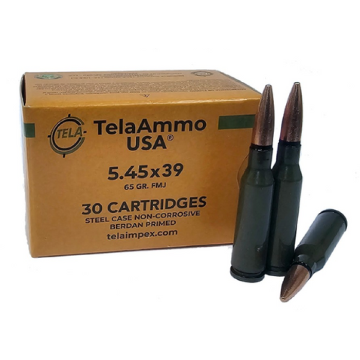 TelaAmmo 5.45x39mm 65gr Steel Cased FMJ Rifle Ammunition 30rd Box