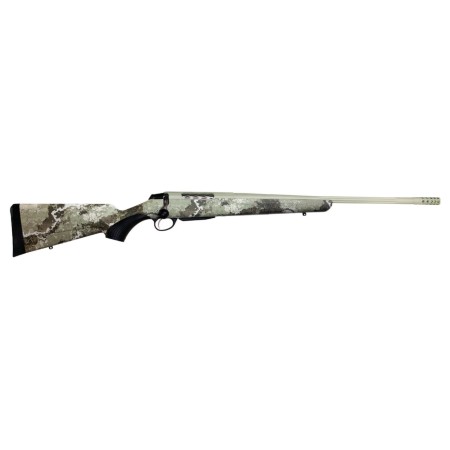 Tikka T3x Lite, Bolt Action Rifle, 6.5 Creedmoor, 24.38" Fluted Barrel, 1:8 Twist, Threaded 5/8x24, Veil Alpine Camo, Synthetic Stock, Cerakote Barrel and Action, Green Color, Right Hand, 3Rd, 1 Mag, Includes Matching Muzzle Brake