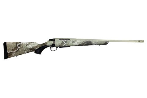 Tikka T3x Lite, Bolt Action Rifle, 6.5 Creedmoor, 24.38" Fluted Barrel, 1:8 Twist, Threaded 5/8x24, Veil Alpine Camo, Synthetic Stock, Cerakote Barrel and Action, Green Color, Right Hand, 3Rd, 1 Mag, Includes Matching Muzzle Brake