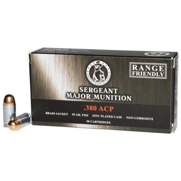 Tula Premium Brand Sergeant Major Nickel/Brass Jacketed Steel Case 380 95gr Range Friendly 1000rd Case (20x50rd Boxes)