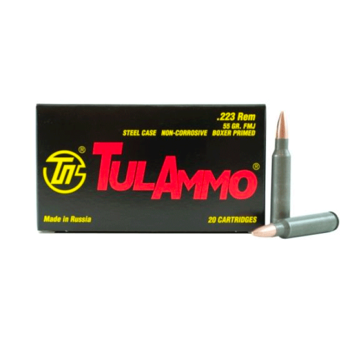 Tula 223 Ammo 55 Grain FMJ Steel Case, 20 rds/box - TA223550