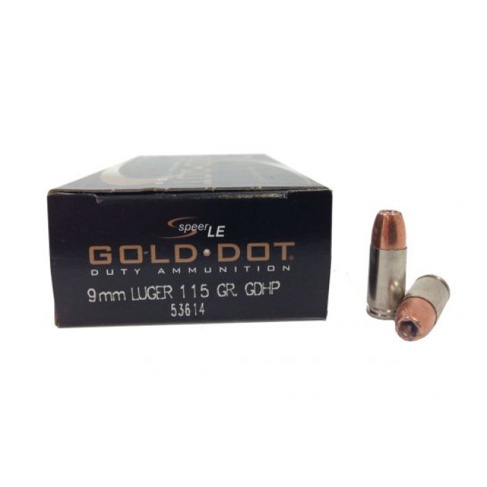 9mm - 115 Grain JHP - Speer Gold Dot  - 50 Rounds