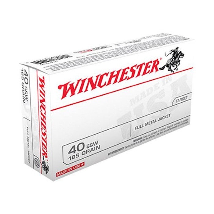 Winchester USA 40 S&W 165gr FMJFN Ammunition, 50 Round Box - USA40SW