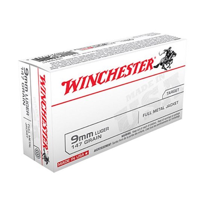 Winchester USA 9mm 147gr FMJ Ammunition 50rds - USA9MM1