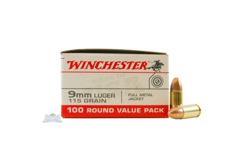 Winchester USA 9mm 115gr FMJ Ammunition 100rds - USA9MMVP