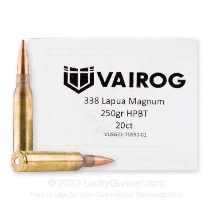 Vairog - 338 Lapua Mag - 250 Grain - Solid Copper - 20 Rounds