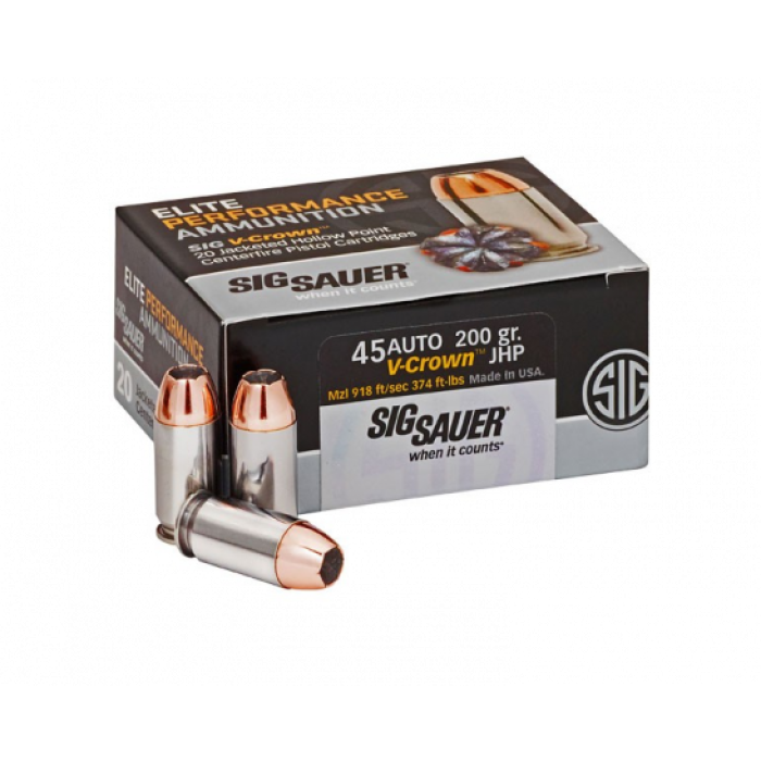 Sig Sauer Elite Performance V-Crown .45 ACP 200GR JHP 50Rds