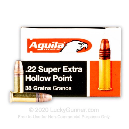 Aguila Ammunition .22LR Hight Vel HP 38 Grain Brass Case Rimfire Ammo, 50 Rounds, AGUI1B220335