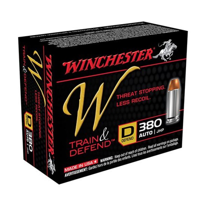 Winchester 380 Auto/ACP 95gr JHP Train & Defend Ammunition 20rds - W380D