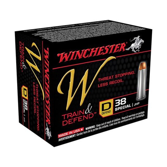 Winchester 38 Special 130gr JHP Train & Defend Ammunition 20rds - W38SPLD