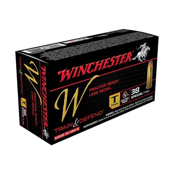 Winchester 38 Special 130gr FMJ Train & Defend Ammunition 50rds - W38SPLT