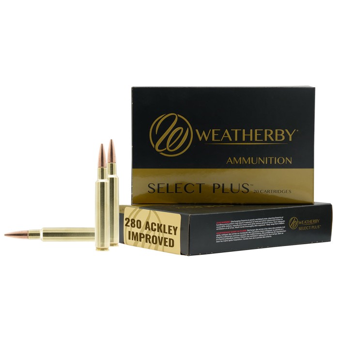 Weatherby Select Plus 280 Ackley 150 Grain Scirocco 20rd/bx 10bx/cs