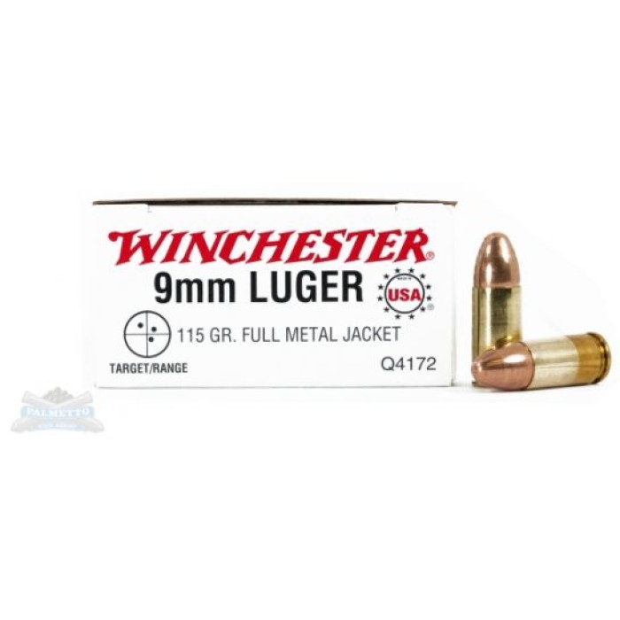 Winchester USA 9mm 115gr FMJ Ammunition 50rds - Q4172B