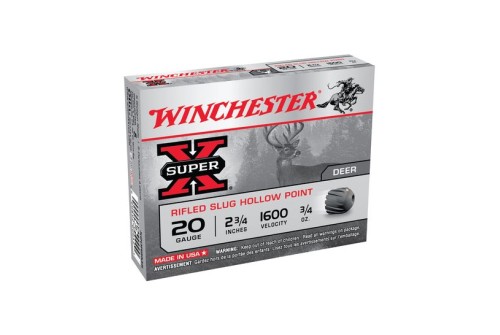 Winchester 20ga 2.75" 3/4oz Rifled Slug Super-X Ammunition 5rds - X20RSM5