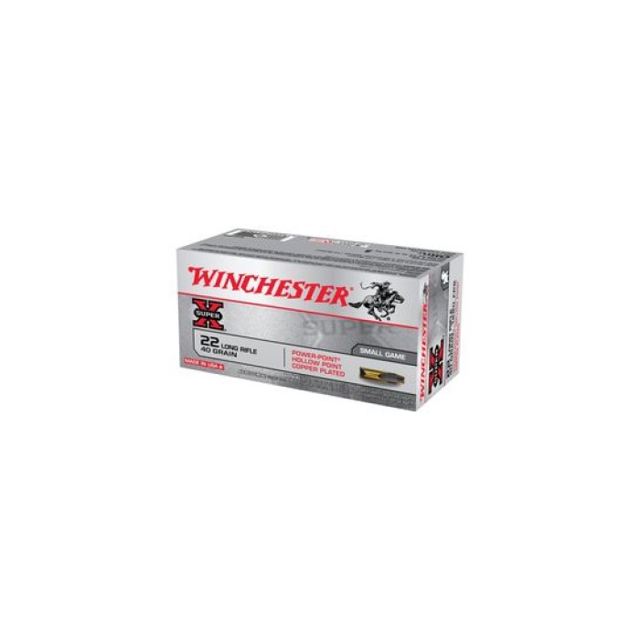 Winchester 22 Long Rifle 40gr Power Point Ammunition, 100 Round Box - X22LRPP1