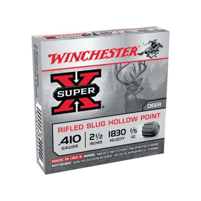 Winchester 410 2.5" 1/5oz Rifled Slug Super-X Ammunition 5rds - X41RS5