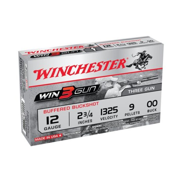 Winchester 12ga 2.75 00 Buck WIN3GUN Ammunition 5rds - XB1200TG