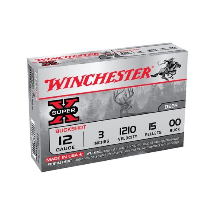 Winchester 12ga 3" Magnum 00 Buckshot Ammunnition 5rds - XB12300