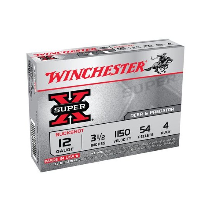 Winchester 12ga 3.5" Magnum 4 Buck Super-x Ammunition 5rds - XB12L4