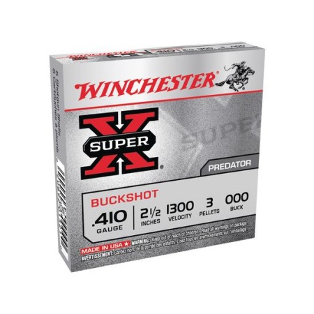 Winchester 410ga 2.5" 000 Buck 3 Pellets Super-X Ammunition 5rds - XB41000