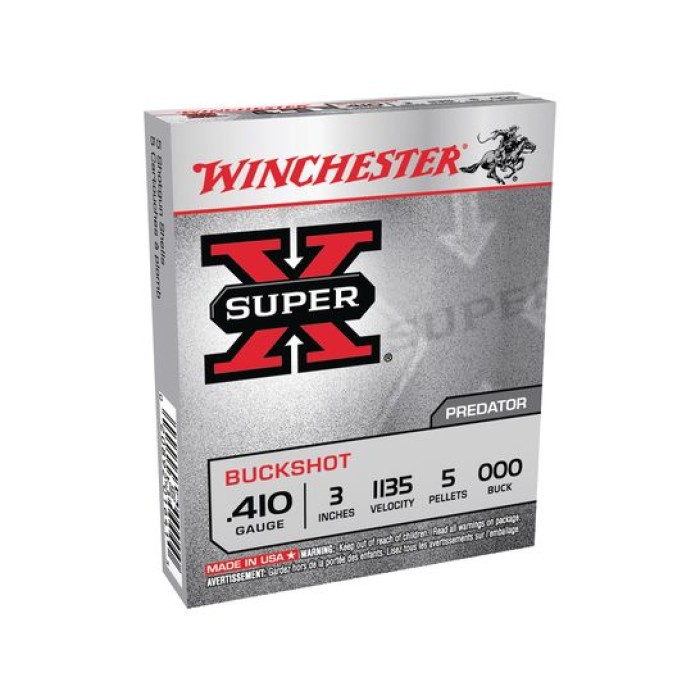 Winchester Super X 410ga 3" 000 Buckshot 5 Pellets Shotshells 5 Rounds - XB413