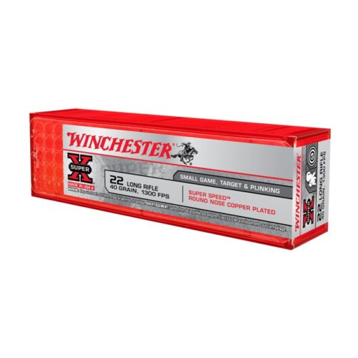 Winchester 22 Long Rifle 40gr LRN Super-X Ammunition, 100 Round Box - X22LRSS1