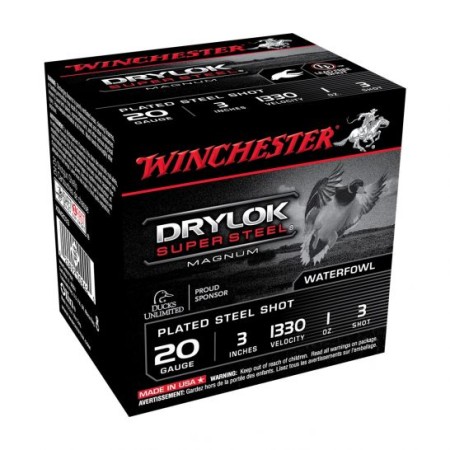 Winchester Drylok Super Steel Magnum 20 ga 3" 1 oz #3 25 Shotshells - XSM2033