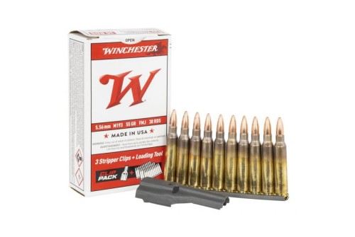 Winchester 55 gr FMJ M193 5.56x45 Ammunition, 30 Rounds On Stripper Clips - WM193CP