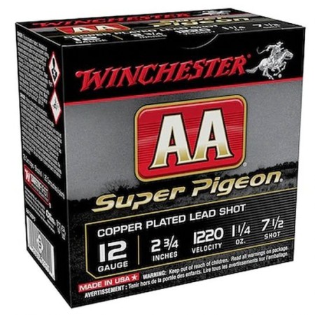 Winchester AA Super Pigeon 2.75" 7.5 Shot 1 1/4 oz 12 Gauge Ammunition 25 Rounds - AA12SP7