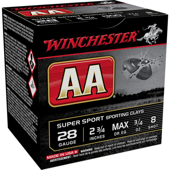 Winchester AA Sporting Clay 28 GA #8 25-Rounds 2.75"