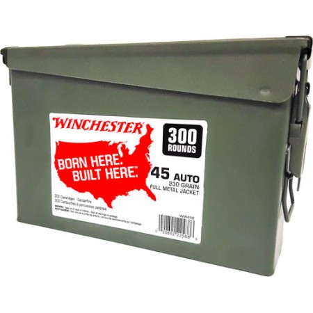 Win Ammo .45acp (case Of 2) - 230gr Fmj-rn Ammo Can 2/300pks