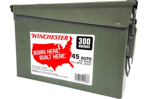 Win Ammo .45acp (case Of 2) - 230gr Fmj-rn Ammo Can 2/300pks