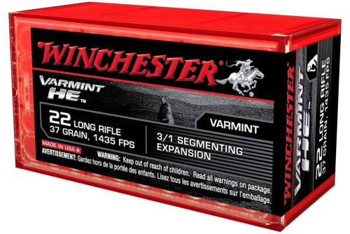 Winchester Ammo S22LRFSP Varmint HE 22 LR 37 gr 3/1 Segmenting Expansion 50 Bx - Dirty Bird Industries