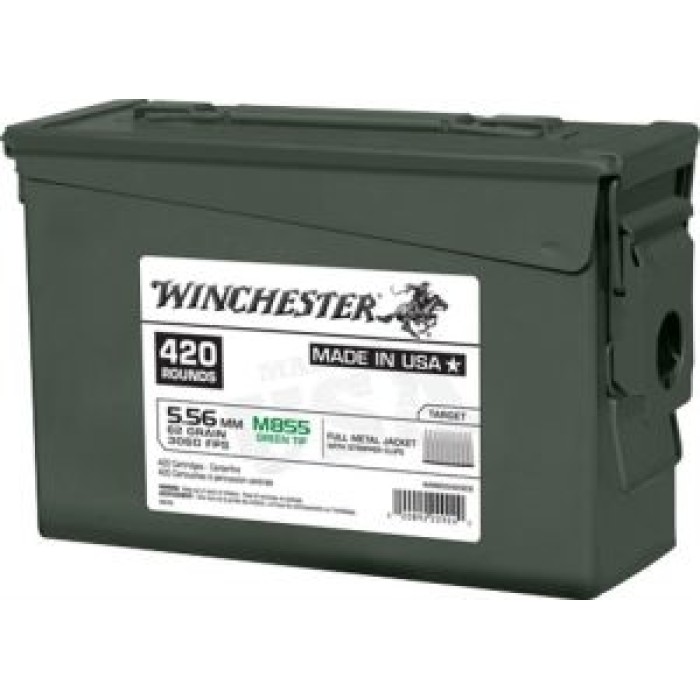 WINCHESTER AMMO USA 5.56X45 62GR. GREEN TIP 420RD AMMO CAN