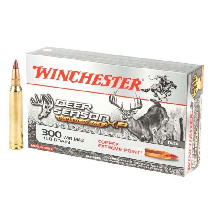 Winchester Ammunition Deer Season XP Copper Impact 300 Win 150 Grain Poly Tip Lead Free California Certified Nonlead Ammunition Rifle Ammo - 20 Rounds - Dirty Bird Industries