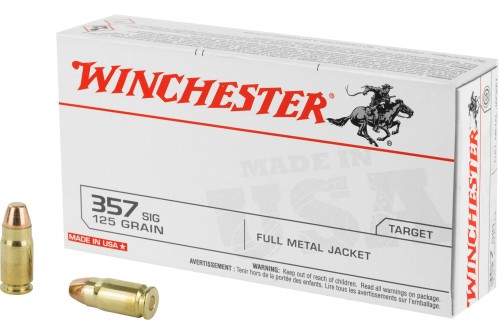 Winchester Ammunition USA, 357SIG 125 Grain Full Metal Jacket, 50 Round Box - Dirty Bird Industries