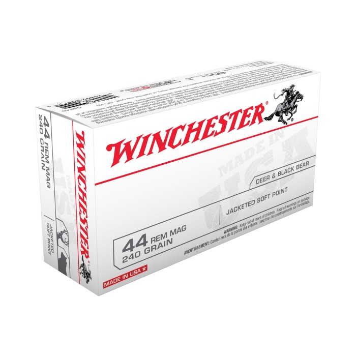 Winchester Ammunition USA 44MAG 240 Grain Jacketed Soft Point, 50 Round Box - Dirty Bird Industries