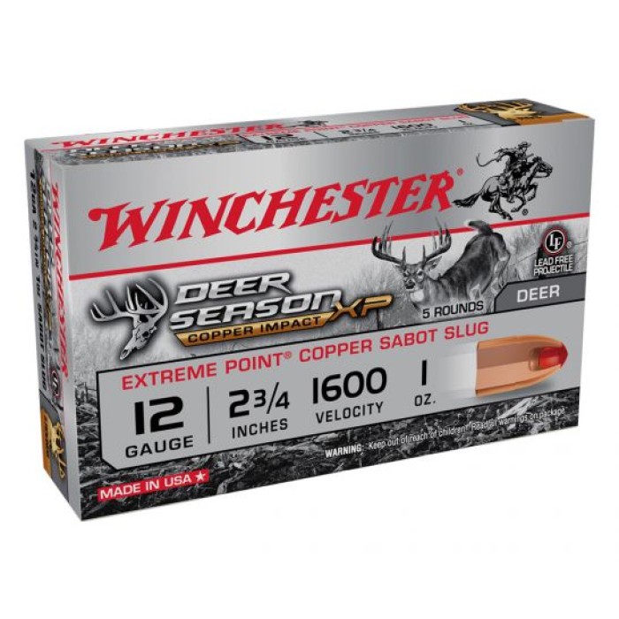 Winchester Deer Season 2.75" 1 oz 12 Gauge Sabot Slug 5 Rounds - X12DSLF