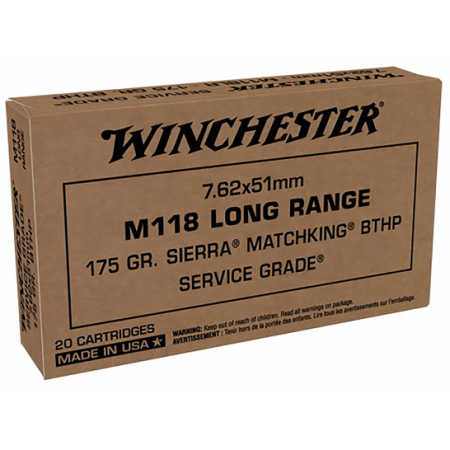 Winchester M118 LR 7.62x51MM Ammo 175 Gr BTHP 20rds - SGM118LRW