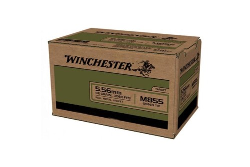 Winchester M855 62 gr FMJ 5.56x45mm Ammunition 1000 Rounds - WM8551000