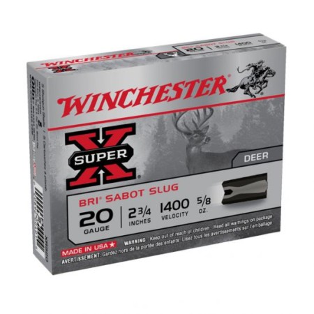 Winchester Ammunition Super-X BRI Sabot Slugs 2.75" 20 Gauge Ammo, 5/box - XRS20