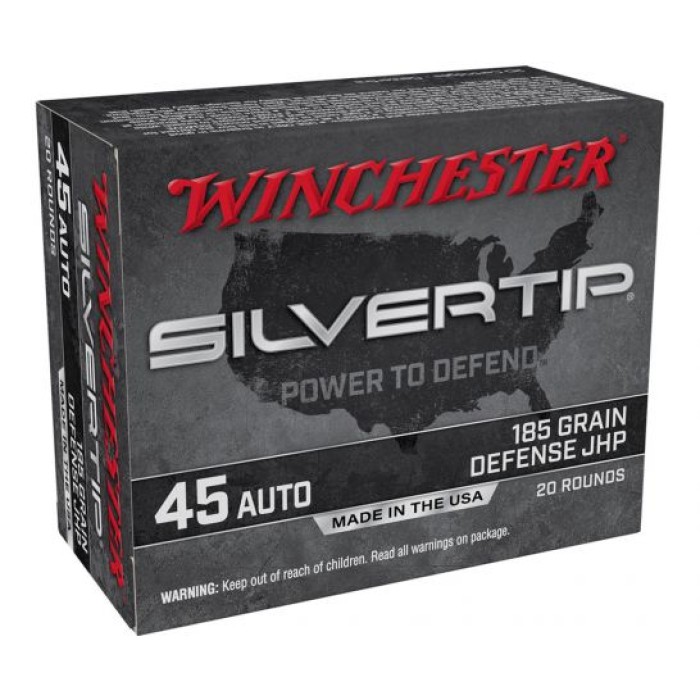 Winchester Silvertip 185 gr JHP .45 ACP Ammunition 20 Rounds - W45AST