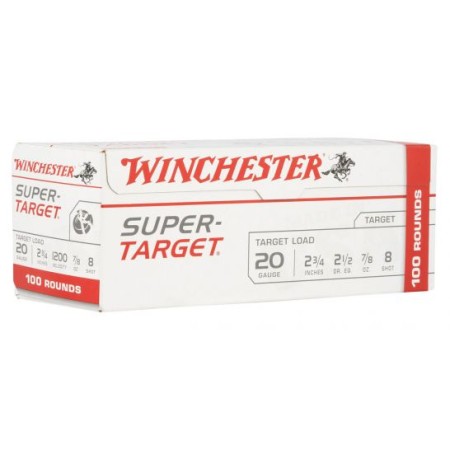 Winchester Super Target 2.75" 7/8 oz 8 Shot 20 Gauge Ammunition 100 Rounds - TRGT208VP