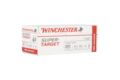 Winchester Super Target 2.75" 7/8 oz 8 Shot 20 Gauge Ammunition 100 Rounds - TRGT208VP